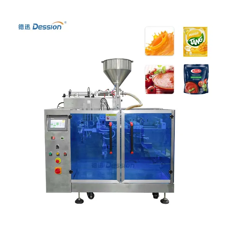mango juice premade bag packing machine 4 side seal bag tomato paste filling and sealing packing machine