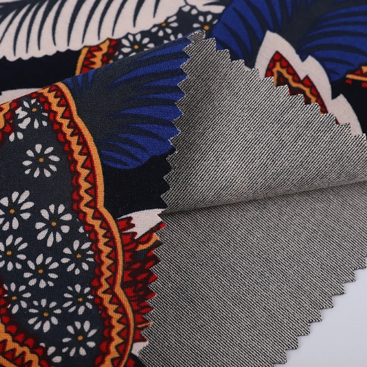 
Hot Sale 68% Rayon 28% Nylon 4% Spandex Colorful Elastic Printed Nylon Knit Fabric For Garment 