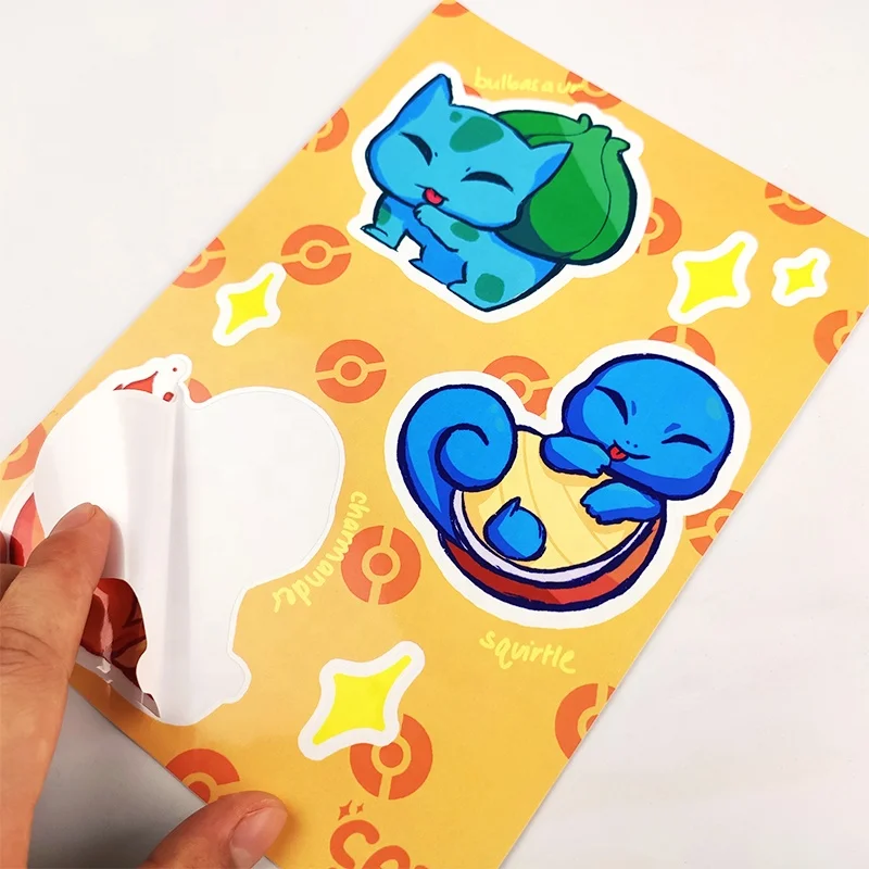 Colorful Printing Self Adhesive Waterproof Vinyl PVC Anime Decorative Kiss Cut  Sticker Sheet Custom