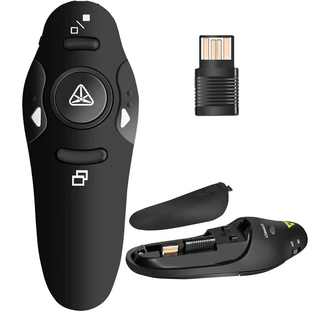 Amazon hot sale RF 2.4GHz Wireless Presentation Clicker with Red Laser Pointer for Mac/Win/Computer/Laptop