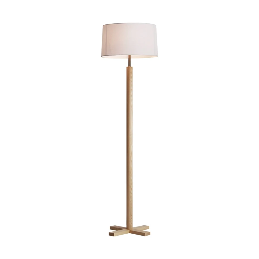 Luxury Not Take Up Space Ashwood Fabric Shade Standing Wood Floor Lamp For Living Room