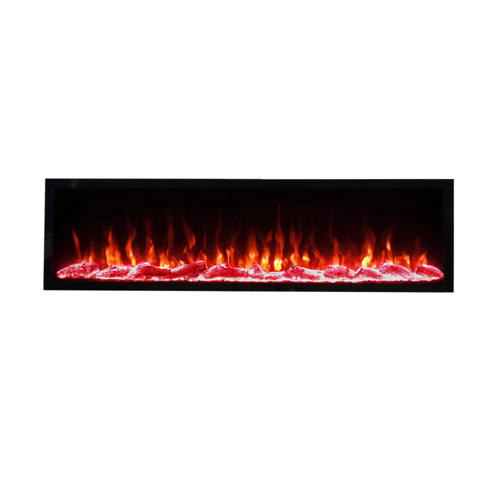 no heat wholesale modern decor led log wood fire place flame large built in wall embedded insert electric cheminee fireplace