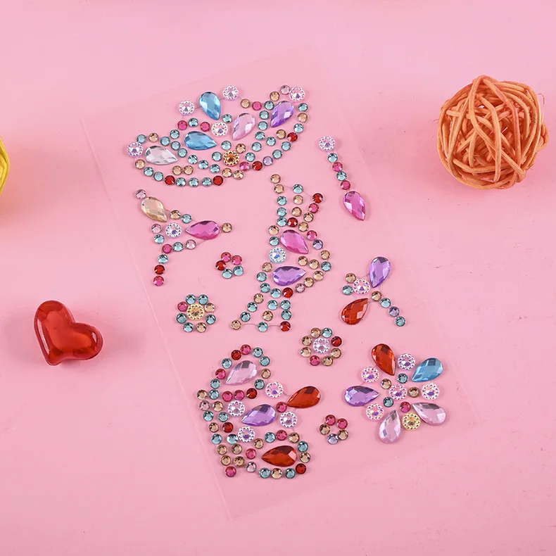 Rhinestone Sticker Sheet Self-adhesive Crystals Craft Jewels Gem Stickers, Multicolor
