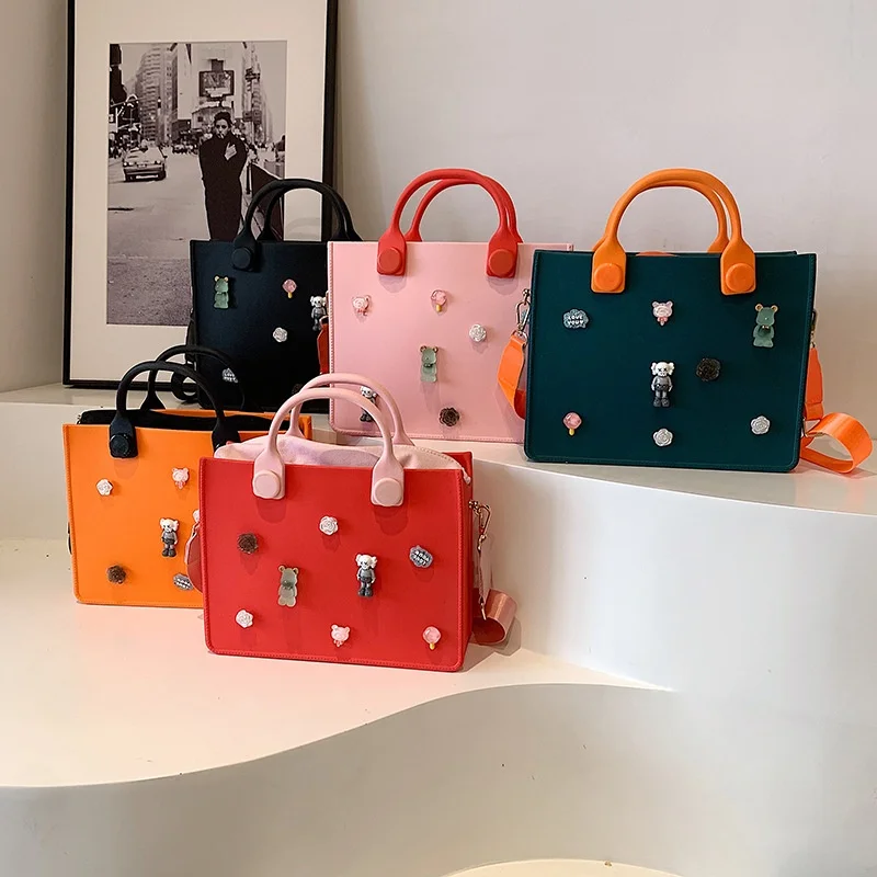 2024 Spring Summer New Arrival Niche Style Design Pure Color EVA Office Storage Briefcase with Hole Bag Satchel Classy Fashion