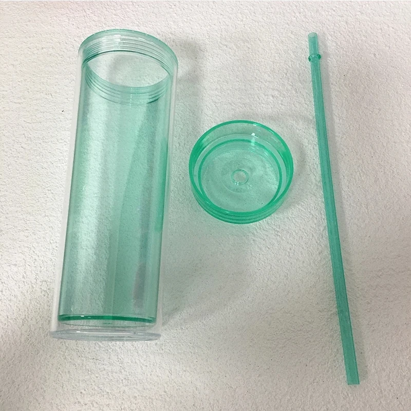 Wholesale 16oz Insulated Double Wall Acrylic Clear Skinny Tumblers Cup With