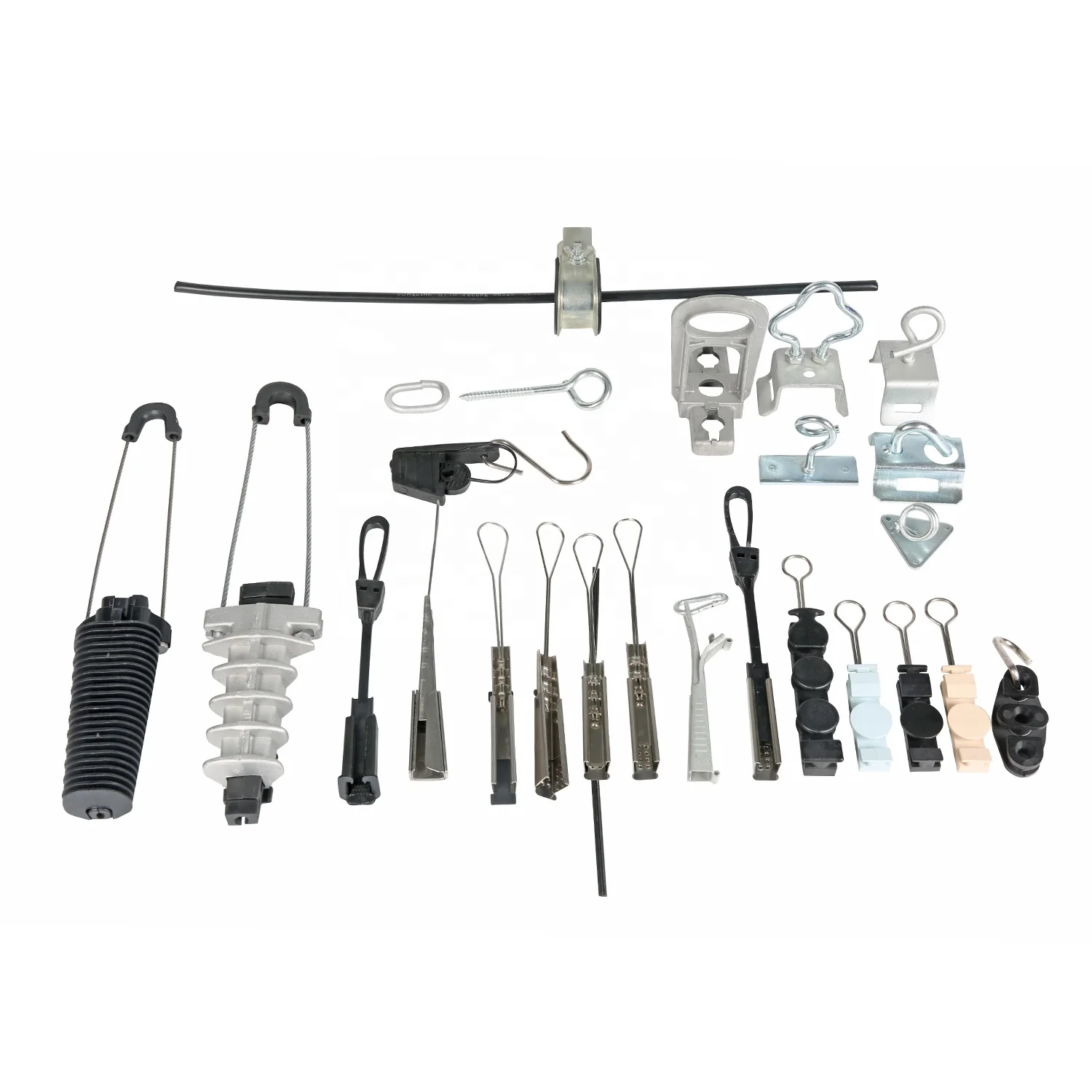 overhead heavy duty C type ftth draw hook wall mounted cable hook ftth accessories round drop cable clamp bracket