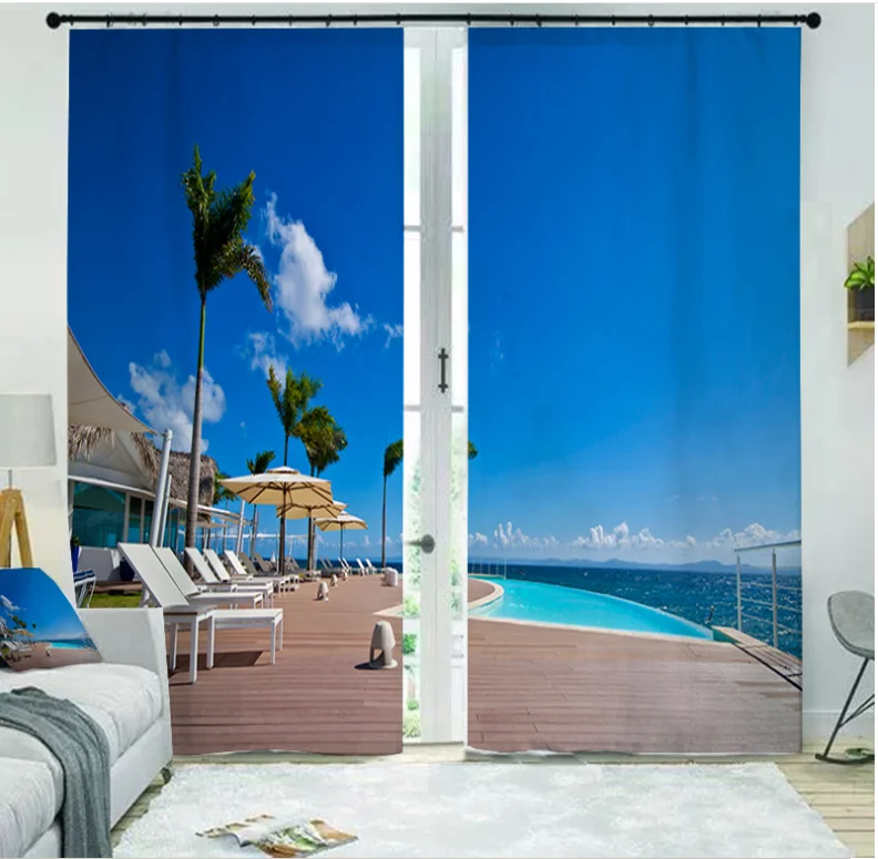 High quality sunflower printed living room 3d curtain