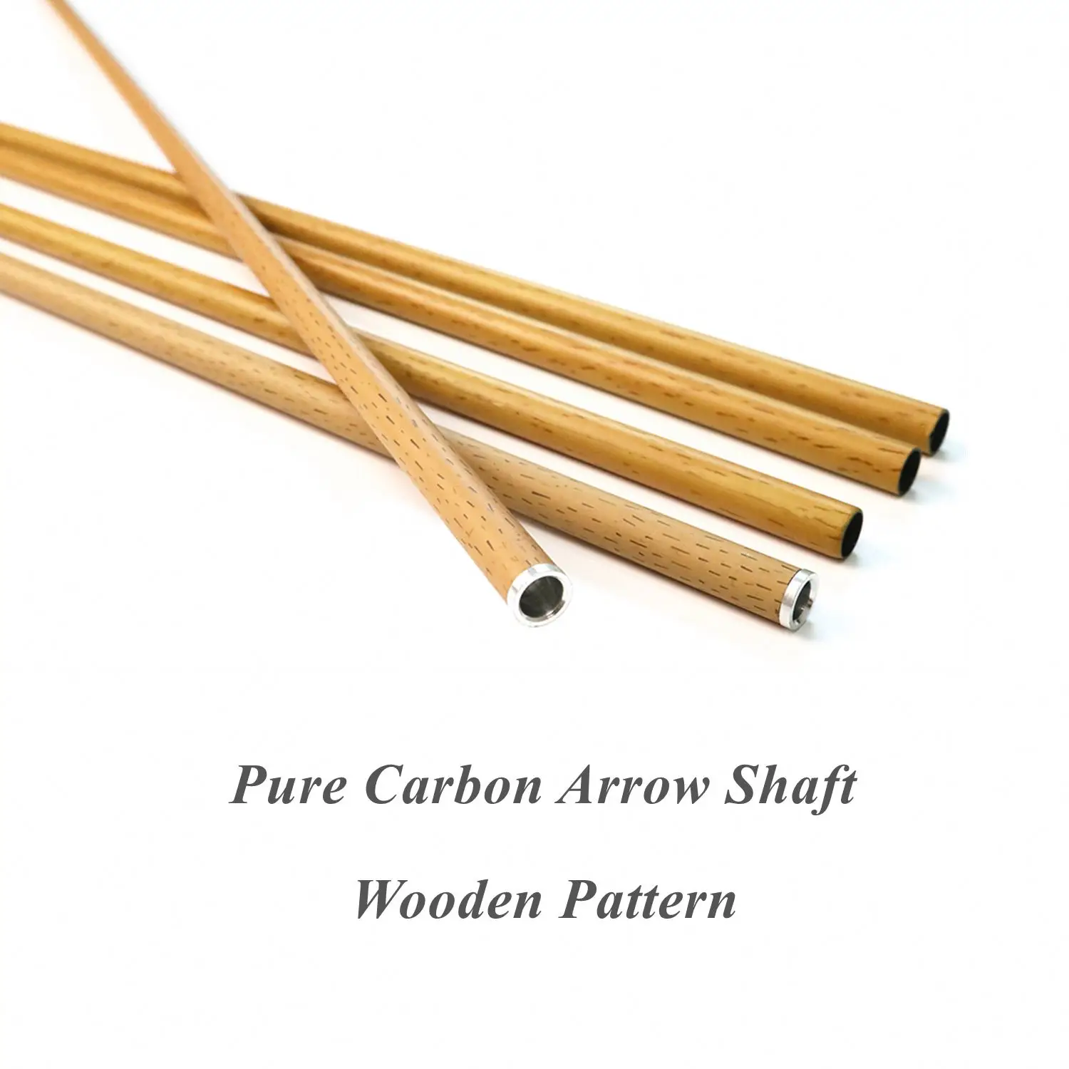 Pure Carbon Arrow Shaft Wooden Pattern Inside Diameter 0.246 Inch with Plastic Nocks Aluminum Inserts for Compound Recurve Bow