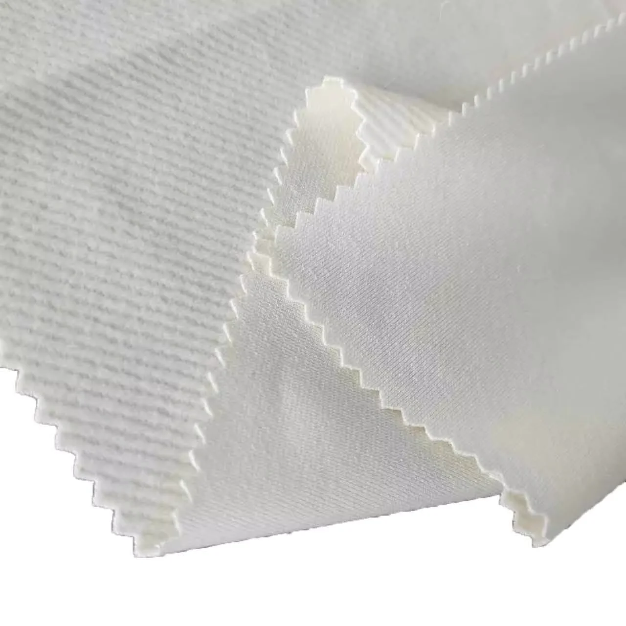 High Quality Textile Eco-friendly 200 GSM Stripe Knit 100% Polyester White Twill Corduroy Fabric for Garment