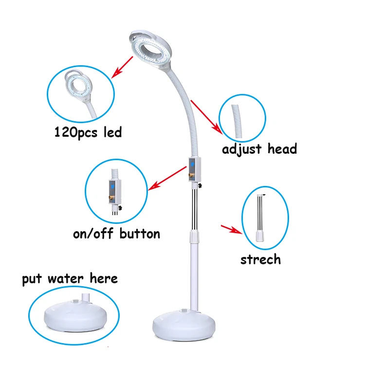 Floor Stand LED Magnifying Lamp 8X Professional Magnifying Lamp Beauty Salon Use
