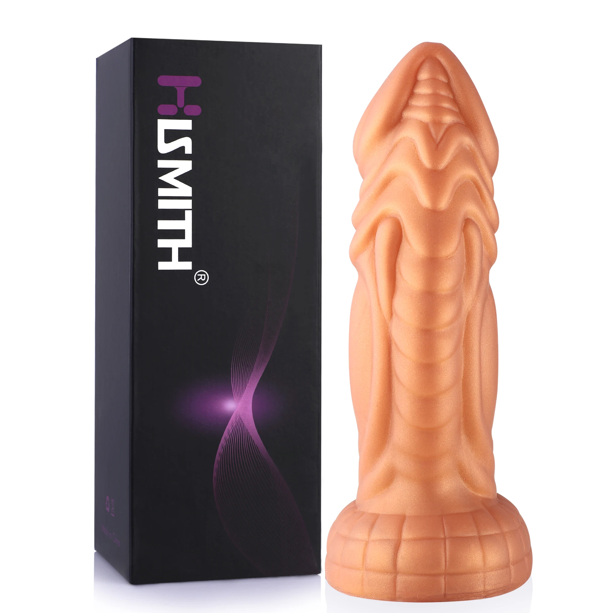 Hismith Golden Dildo, 8 Inch Curved Silicone Dildo with Suction Cup, Unicorn Novelty Dildo Monster Series