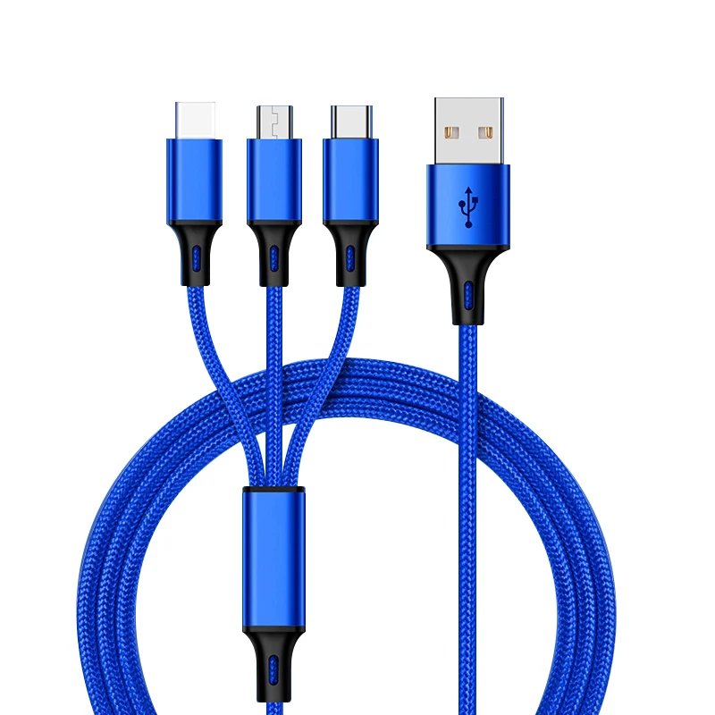 2A  Super Fast Charger cables for Iphone Huawei Samsung mobile phones data cables 3 in 1 charging cable
