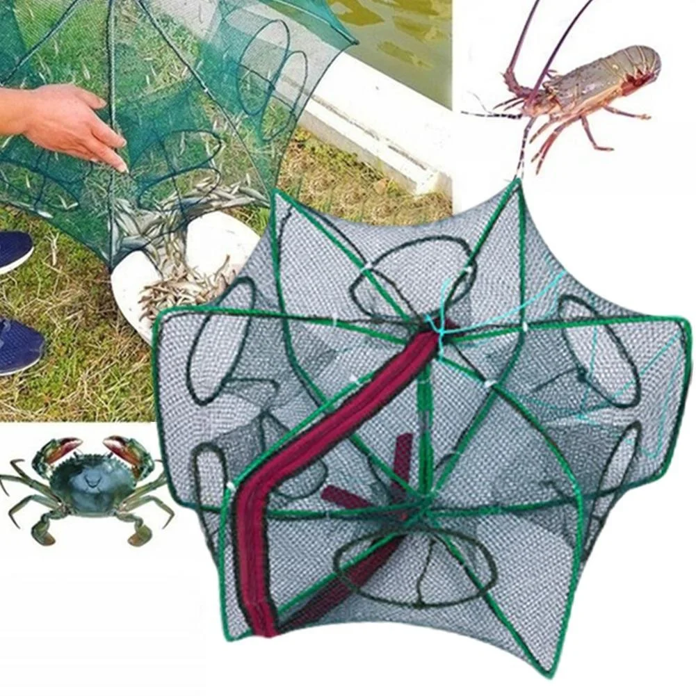 6/8/12/20 Holes Casting Fishing Net Crayfish Catcher Crab Cage Nylon Network  Mesh for Catch Fish Tool Trap Landing Nets