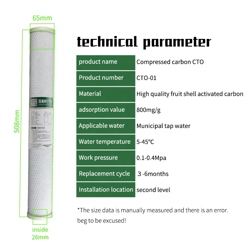  20 дюймов CTO сжатый угольный фильтр для воды картридж/воденой фильтровой элемент