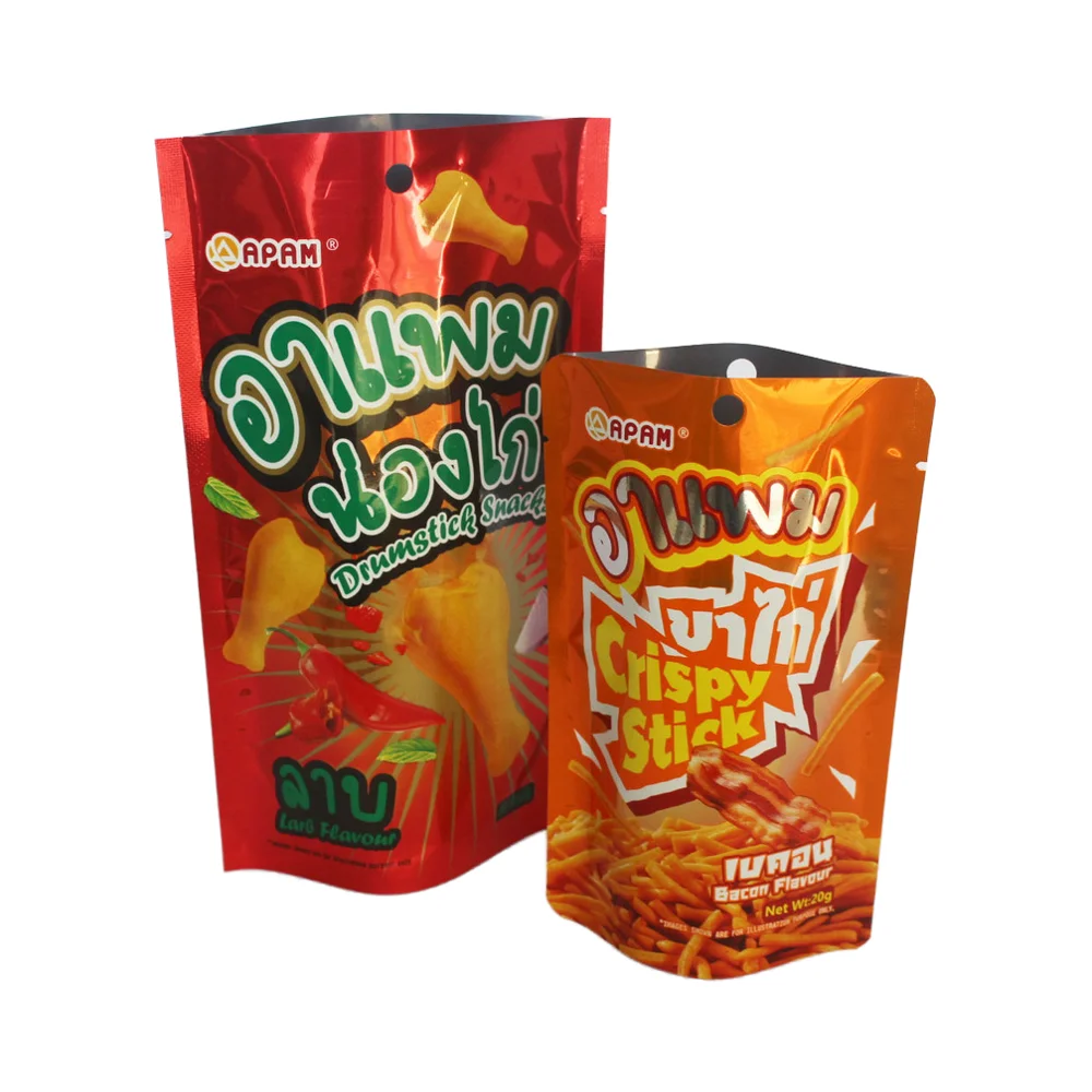 Custom Printed  stand up pouch Potato Chip Bags Aluminum Foil pe  Plantain Chips Packaging Bags  Banana Snacks Pouches