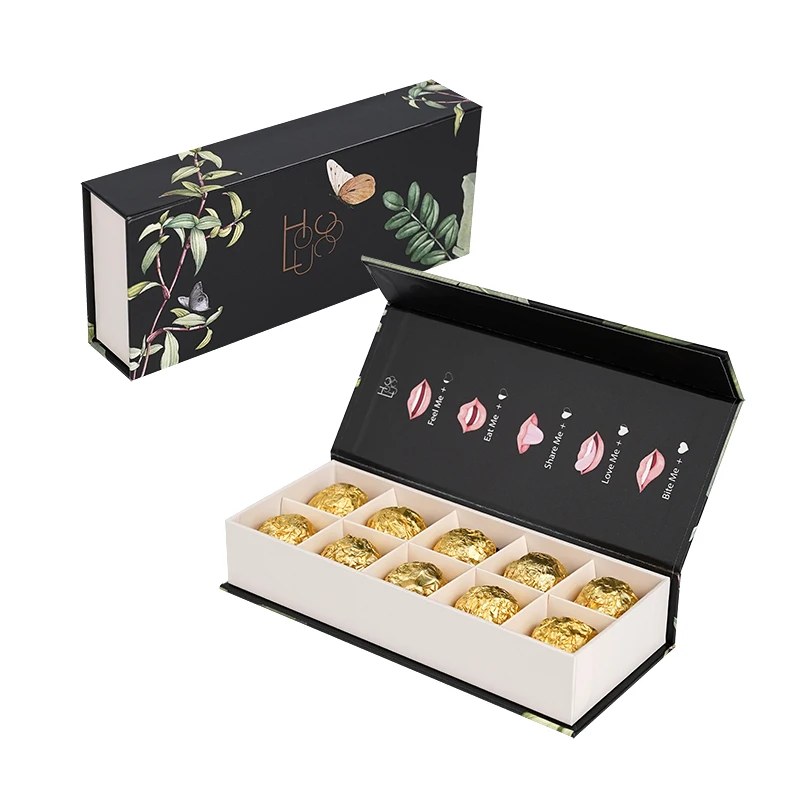 Recyclable Chocolate Rigid Paper Box Set Gold Foil & Embossing Matt & Glossy Lamination UV Coating Industrial Use for Food