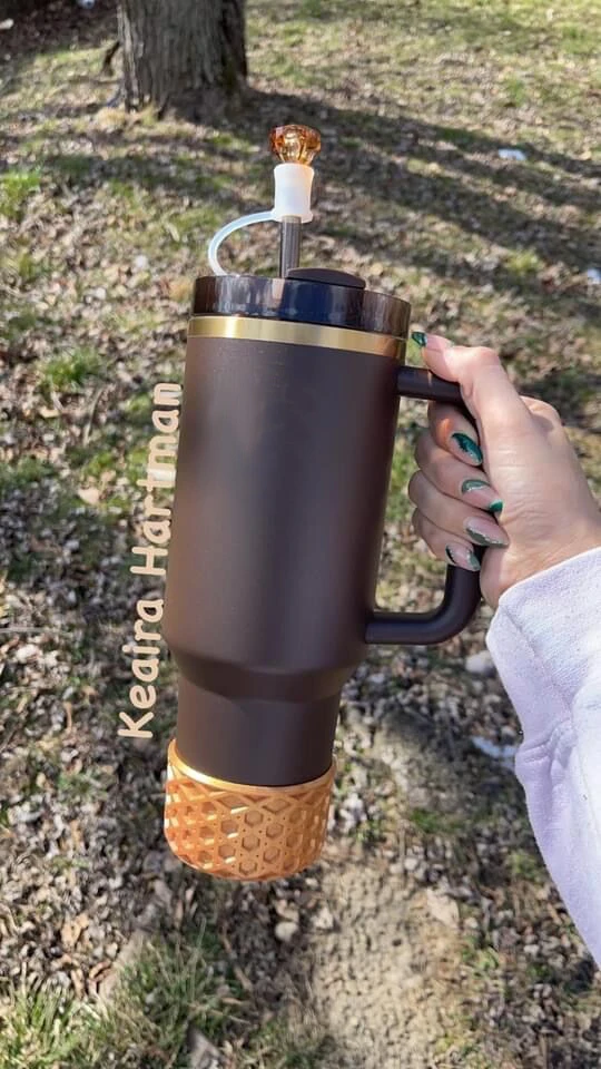 USA warehouse powder coated H2.0 dark chocolate gold 30oz 40oz tumbler high-capacity gold plated chocolate travel mug tumbler