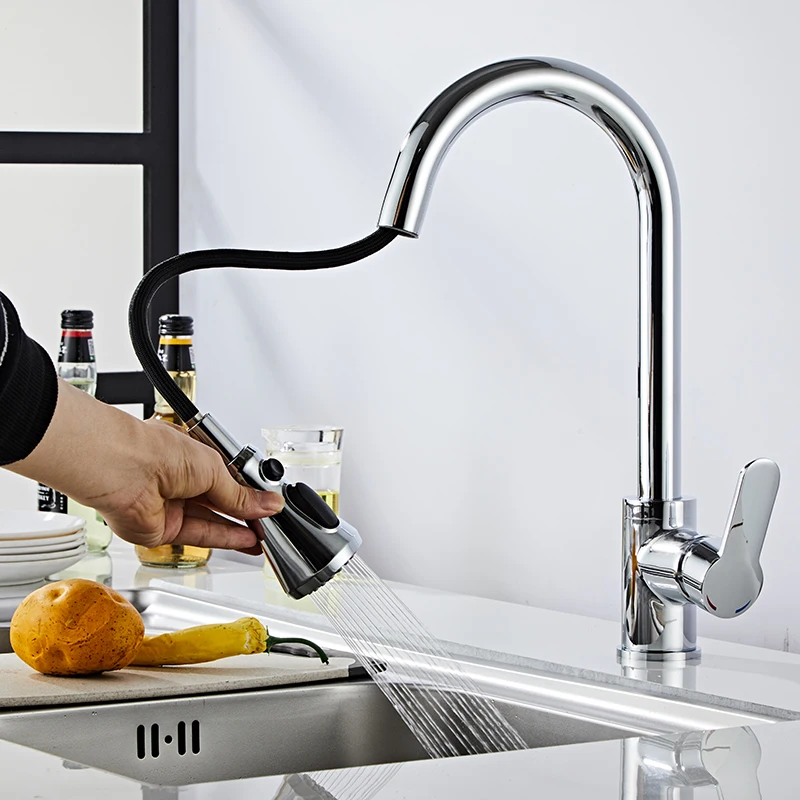 pull out stainless steel wall mounted kitchen sink faucet hot cold water mixer kitchen tap for sink