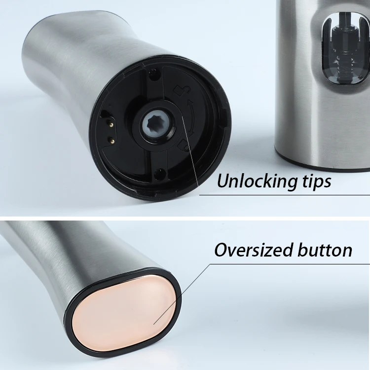 High quality Stainless steel round ceramic pepper mill electric smart herb and spice grinder