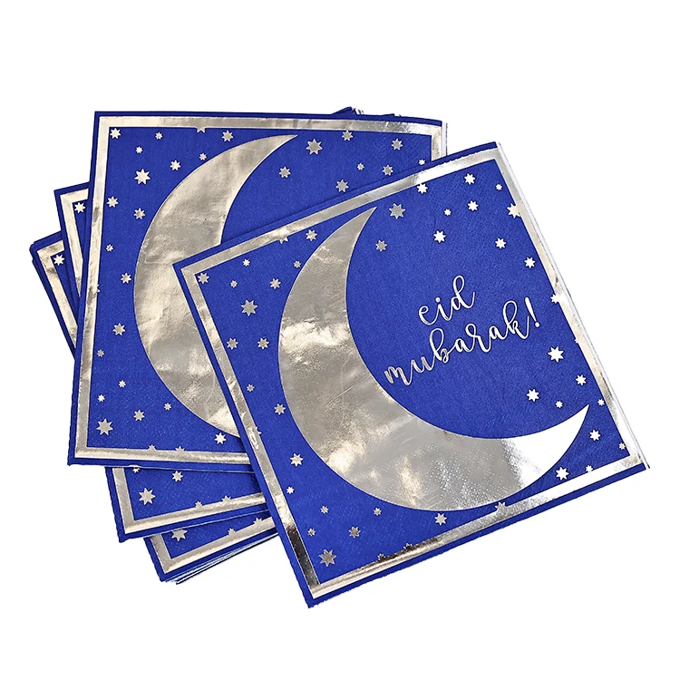 Decorative Decoupage Pre Fold Paper Napkins With Gold, Silver Stars Printed On, Pre Fold Paper Napkins