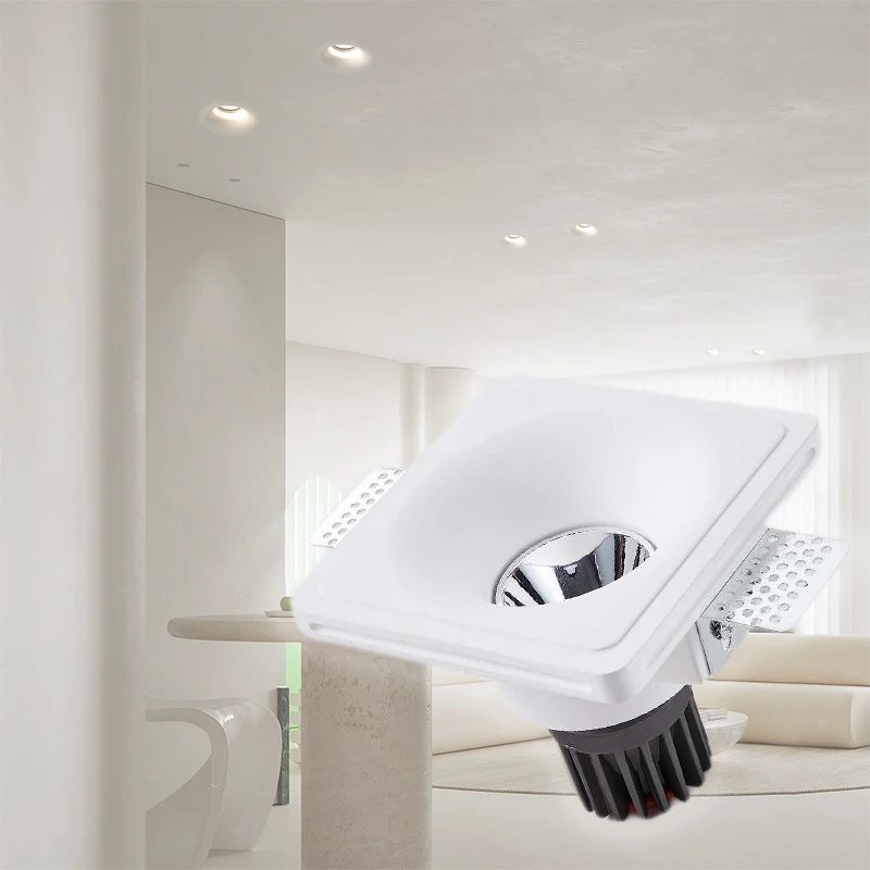 Modern Indoor Light Round Ceiling Plaster Material Adjustable LED Recessed Gypsum Light