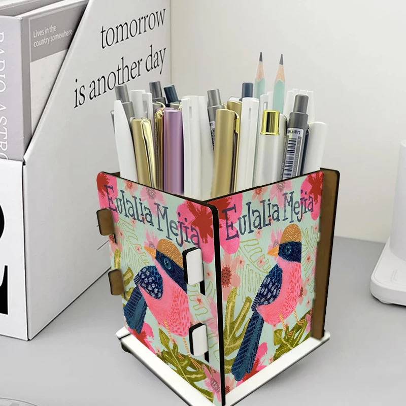 Personalized DIY Logo Wooden MDF Pencil Holder Box Sublimation Blank MDF Pen Holder