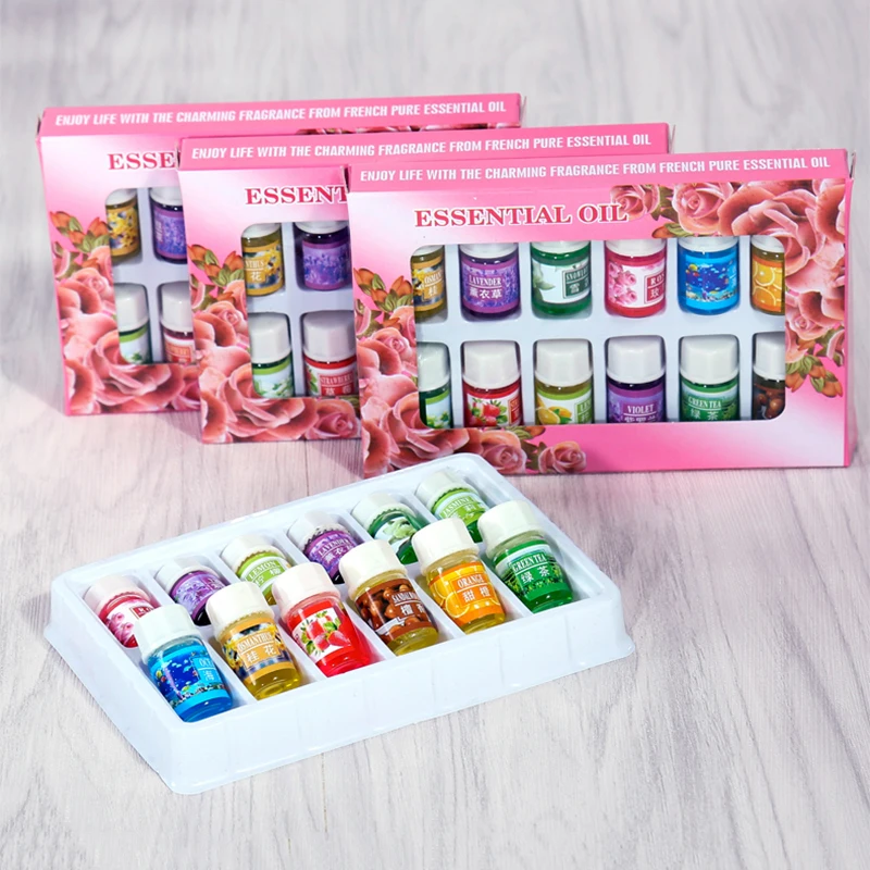 3ml*12pcs Plant Water Soluble Parfum Essen tial Oil Massage Fragrances Oil Rose Lavender Help Sleep Essen tial Oil