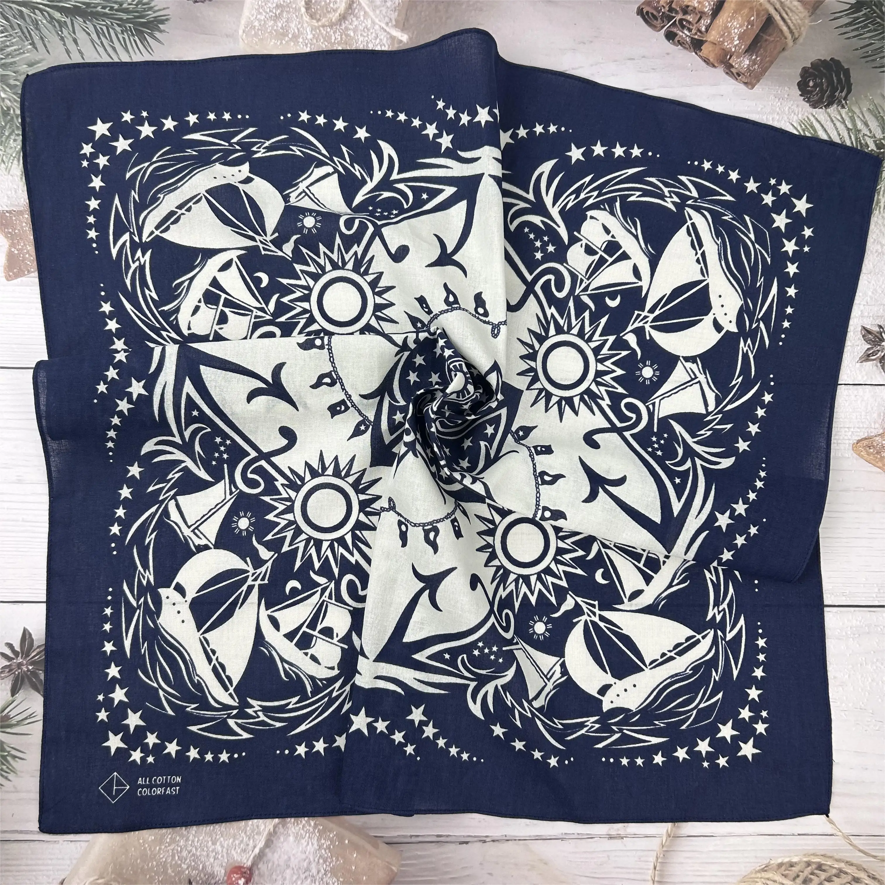 Customized Factory Double Print Bandana Custom Logo Fans Cotton Bandana Square