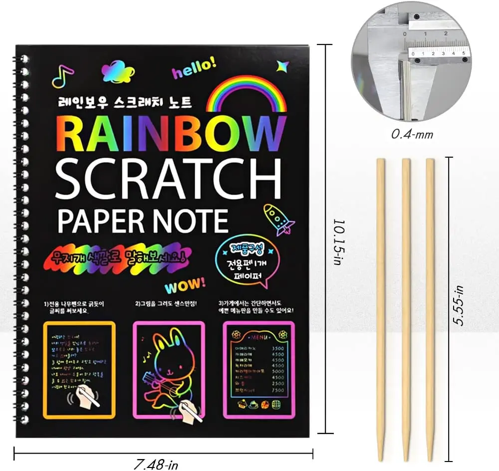 Hot Sale DIY Rainbow Scratch and Sketch Drawing Books 200gsm  for Adults