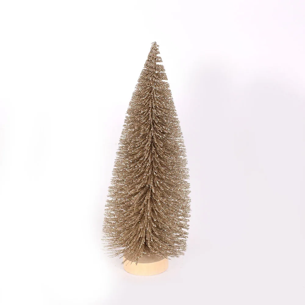 Mini Sisal Trees Artificial Small Christmas Trees Bottle Brush Brown Wood Table Top Tree Craft for Christmas Decoration