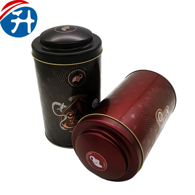 Bespoke Printing Logo Metal Packaging Coffee Red Tea Tin Can With Double Lid