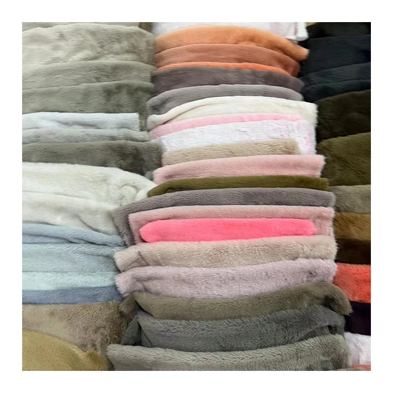 Colorful Printed Polyester Red Plush Faux Rabbit Fur Cheap Curtain Fabrics For Garment