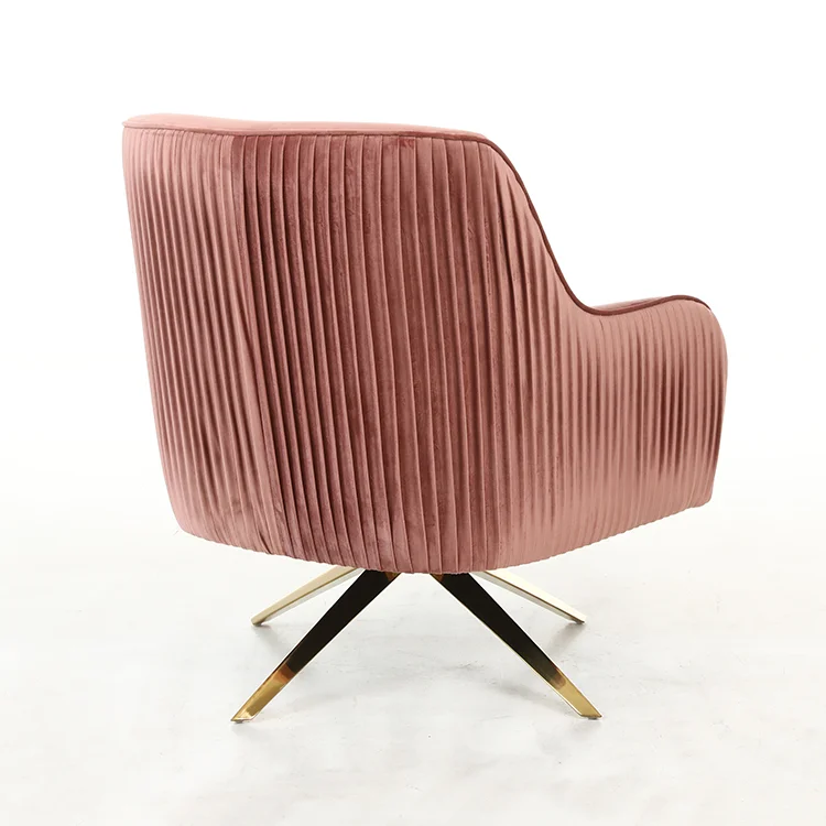 Wholesale Modern Luxury Velvet Upholstered Rotate Stainless Steel Base Dining Chair