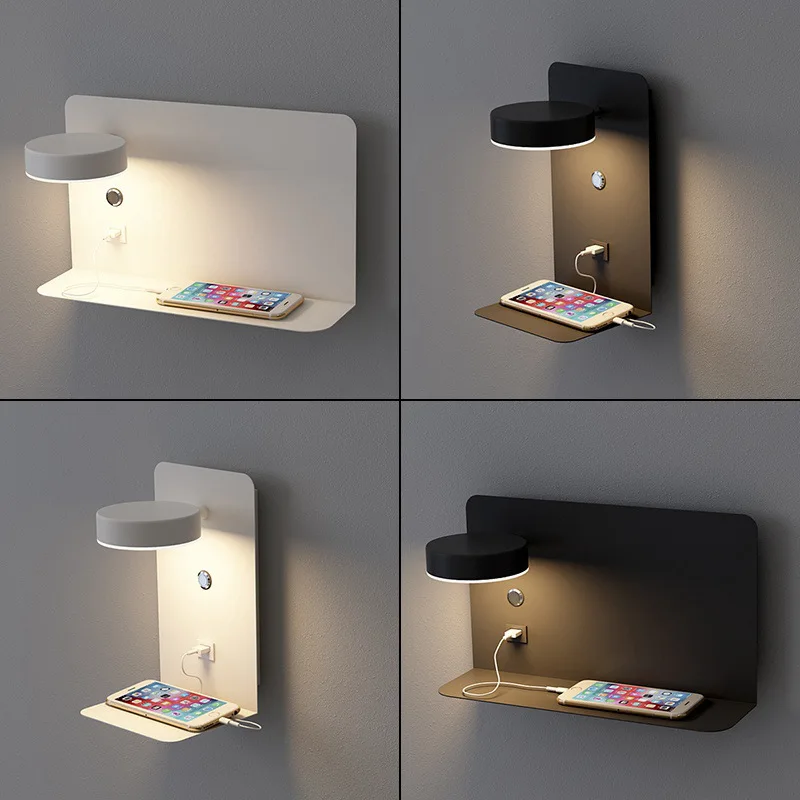 Fashion minimalist design USB charging port wall lamp for living room dining room bedroom