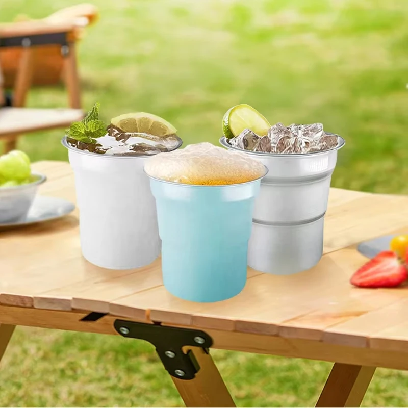 Free Sample Food Grade Recoverable Aluminum Cup Beer Tumbler Outdoor Environmental Party Reusable Aluminum Cold Drink Chill Cup