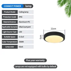 LED Outdoor Ceiling Light Waterproof Sun Table Lamp Modern Simple Outdoor Courtyard Corridor Corridor Gate Circular Ceiling Lamp