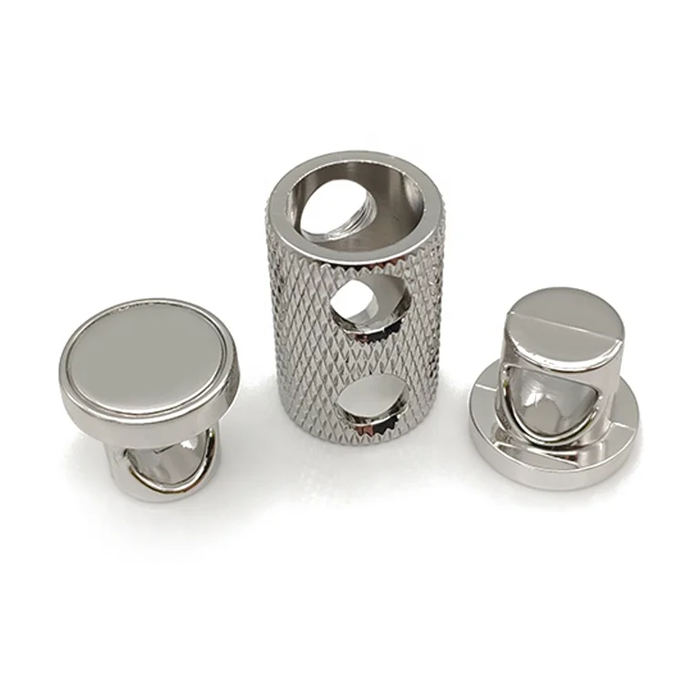 Wholesale Factory Custom Engraved Logo Metal Silver Cord Lock for Coat