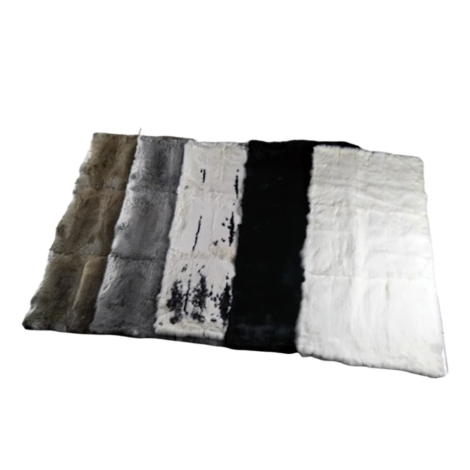 Thick and soft raw or dyed color real rabbit fur blanket