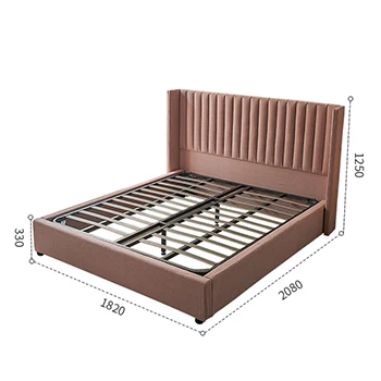 Modern Furniture Bedroom Foshan Box Italian pink velvet fabric slat royal queen upholstered king size bed