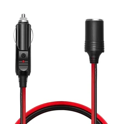 12V Cigarette Lighter Extension Cord Cable Male to Female with Cap for Air Compressor Tire Pump Cooler Fridge