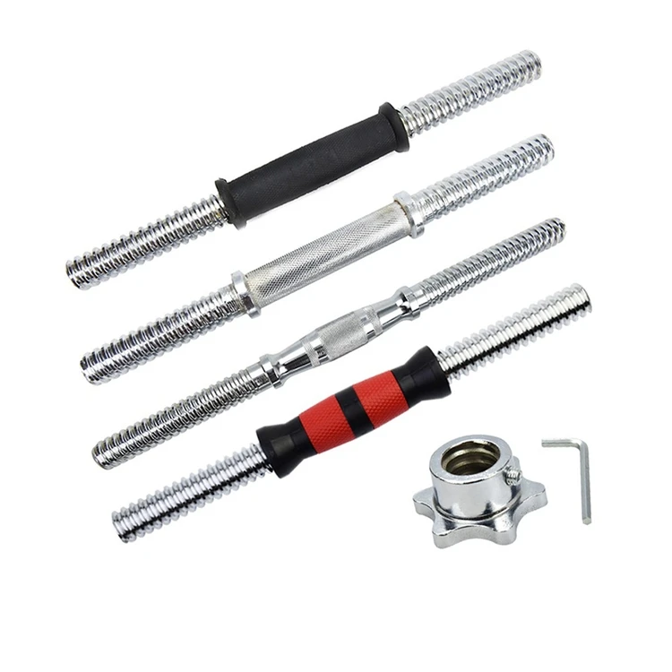 Factory Wholesale Chromed Dumbbell Bar 14 inch Dumbbell Handle Screw Thread Dumbbell Bar with spring collars
