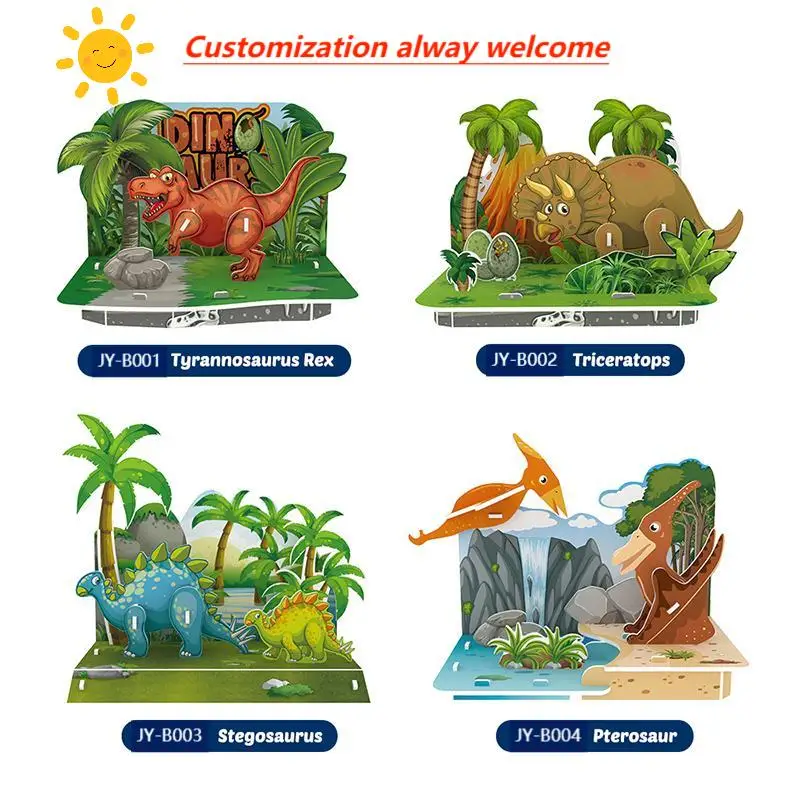New Hot Items 4 in 1 Assembly Jurassic dinosaurs World with jungle scene 3D foam Puzzles Kids Education Game puzzles