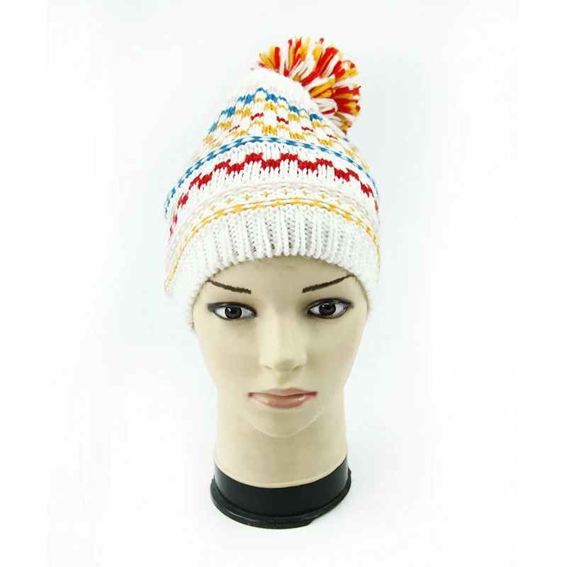 Wholesale fashion custom logo warm colorful 100% polyester RPET jacquard hat for winter