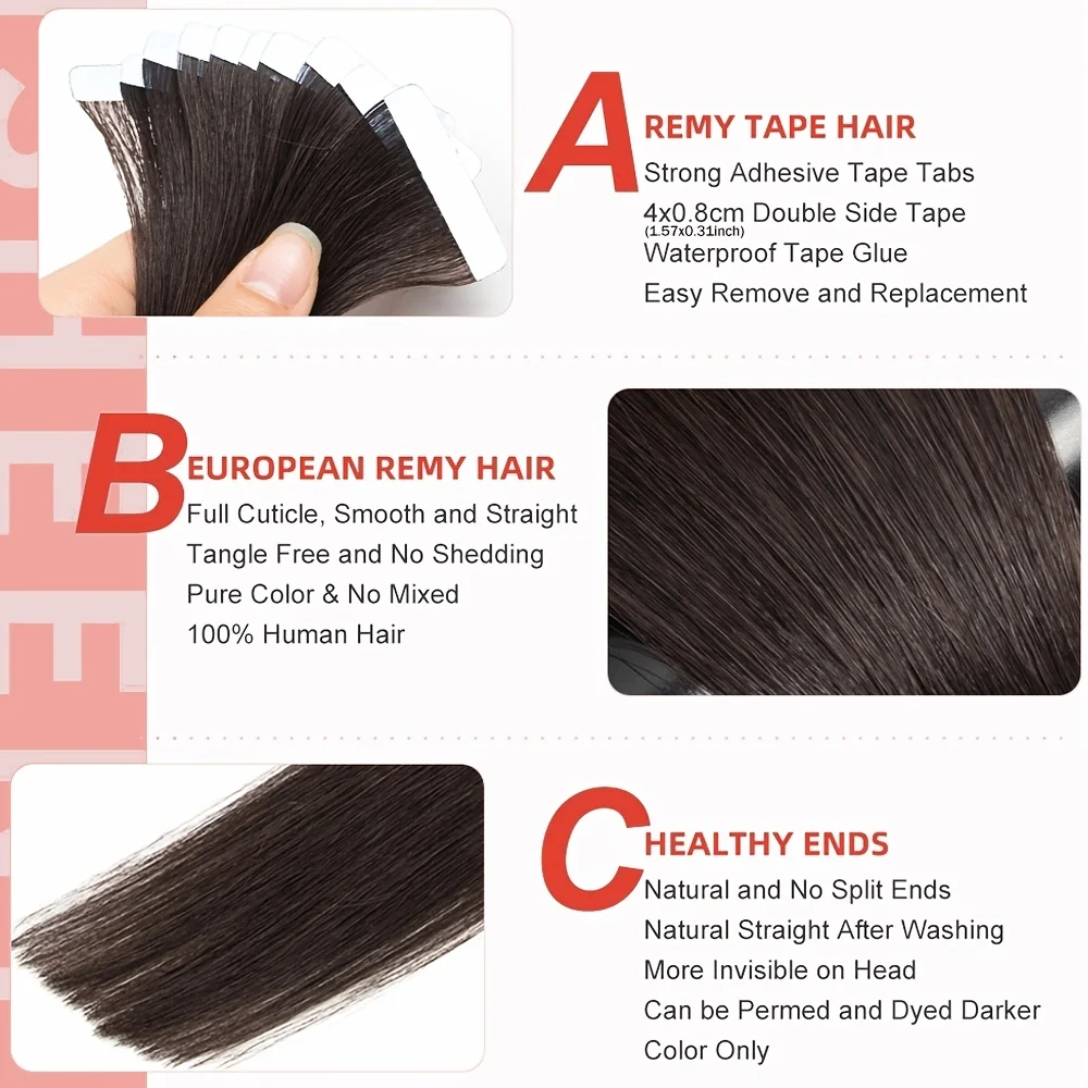 Russian ombre invisible tape ins human hair extensions, mini tape in hair extension