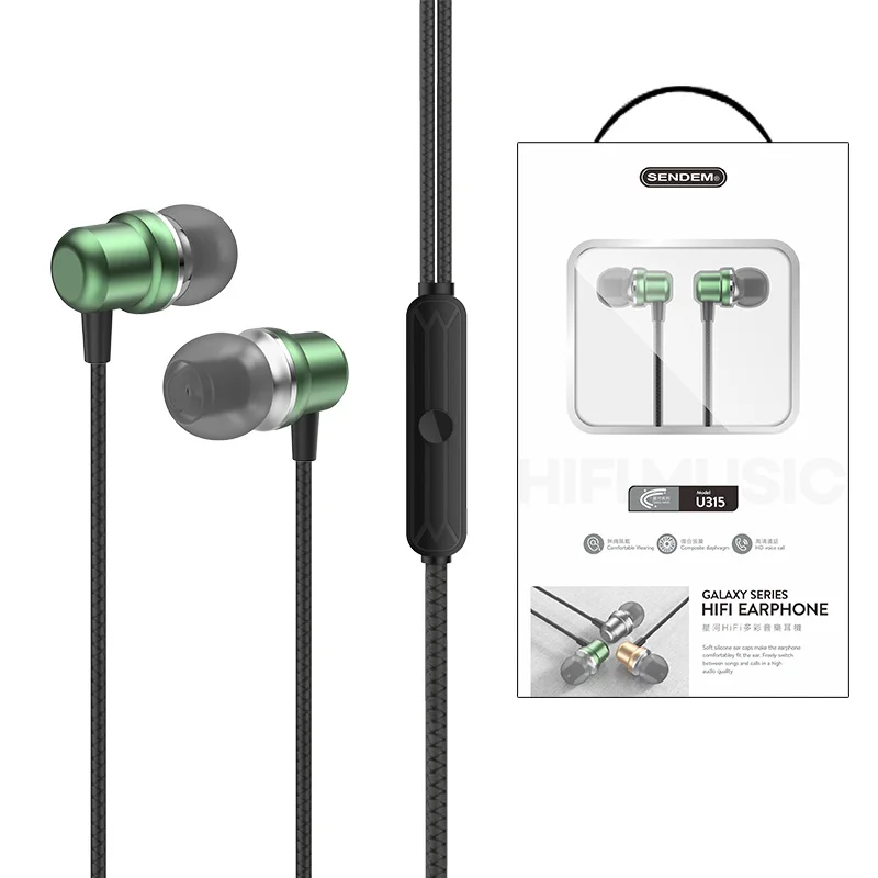 
Factory Wholesale Price Excellent Quality Metal Hifi Bass Headphone Wired Earphones Headphones For Mobile 