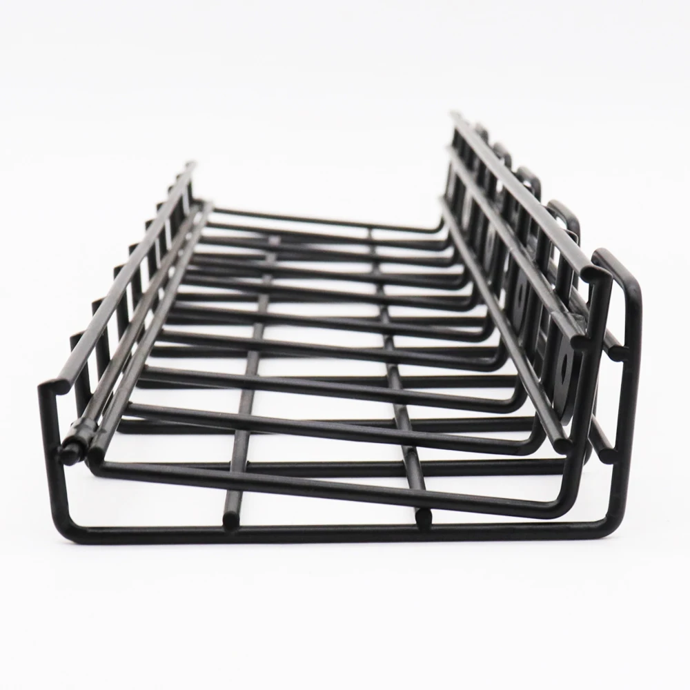 Storage Baskets Black Rack Holder Mesh Home Office Table Organizer Metal Wire Tray Under Desk Cable Management Storage Baskets