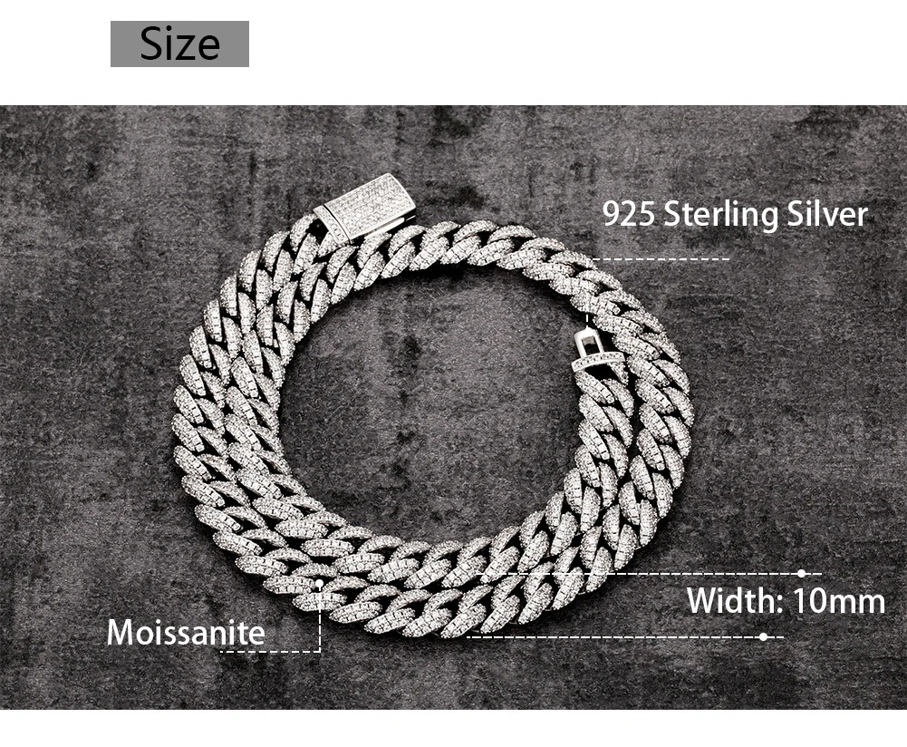 Custom Thick 14k 18K Gold Plated Cz Iced Out Jewelry Bling Vvs Moissanite Diamond Miami Cuban Link Chain Necklace For Men