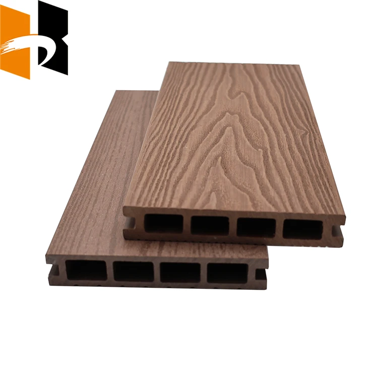 Outdoor Waterproof WPC Hollow Decking 3D Embossing WPC Decking Flooring