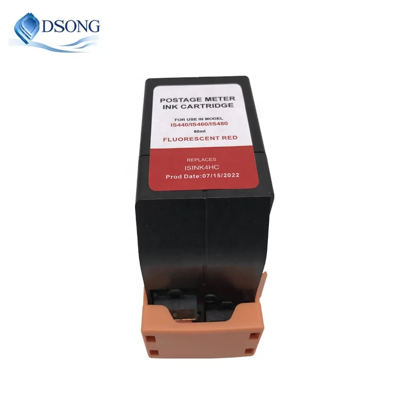 Compatible Chip IS-480/ IX-7 Quadient/Neopost Ink Cartridge Postage Meter IS480 / IX7 Part No-4155766X, Red 84ML