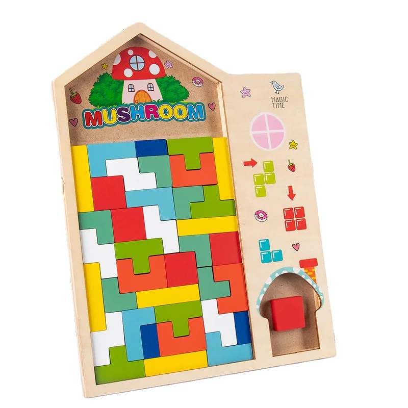 Wholesale Kids Wooden Russian Blocks  Preschool Matching Puzzle Board Logic Thinking Training Toy